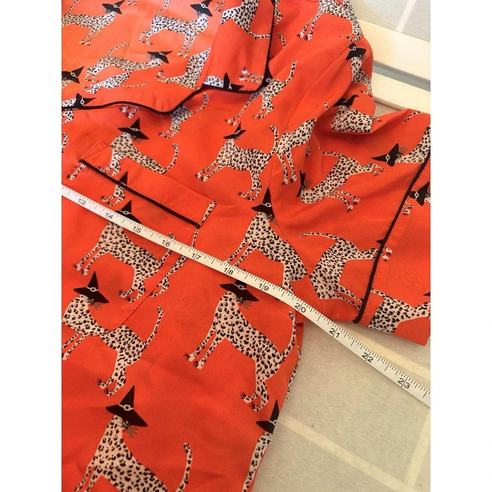 Bouffants & Broken Hearts Orange Leopard Cheetah Witch PJs Shorts Halloween SzL